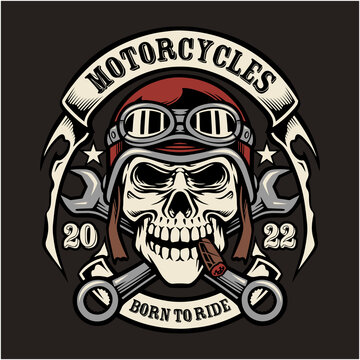 Skull motorcycles mascot logo design