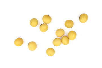 pile of dried soybeans, isolated on white background.