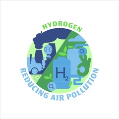 Hydrogen icon. Reducing air pollution. Isolated vector illustration
