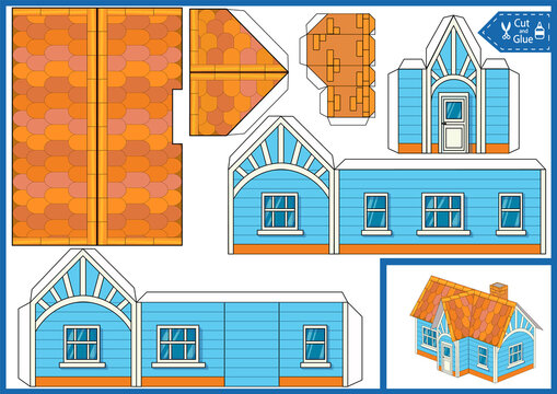 Paper craft of house. Printable template 3d model toys building