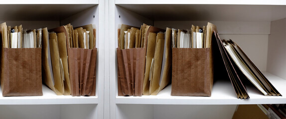 Business Files in Folders Boxes and Shelf