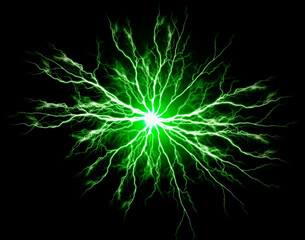Pure Power and Electricity Green PLasma Burning Brightly
