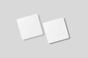 Blank square business card for mockup. 3D Render.