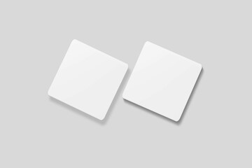 Blank square business card for mockup. 3D Render.