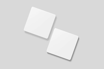 Blank square business card for mockup. 3D Render.
