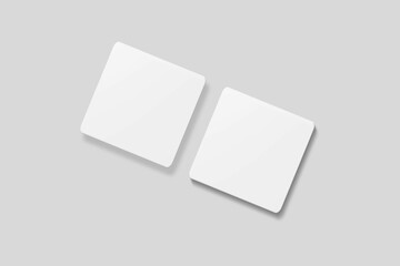 Blank square business card for mockup. 3D Render.