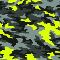 Camouflage texture seamless pattern. Abstract modern military camo background for fabric and fashion textile print. Vector illustration.