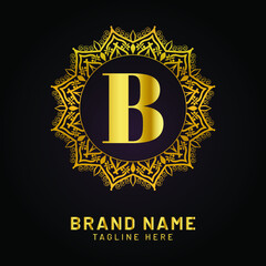 luxury letter b logo with golden color