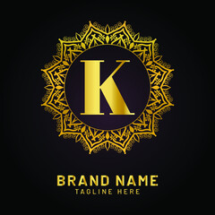 luxury letter k logo with golden color