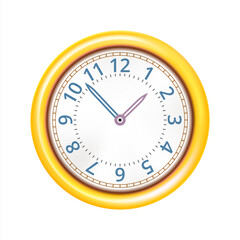 Obraz na płótnie Canvas clock time alarm. hour watch. business timer. retro object. wall alert. wake bell. classic reminder vector, illustration, 3d realistic realism