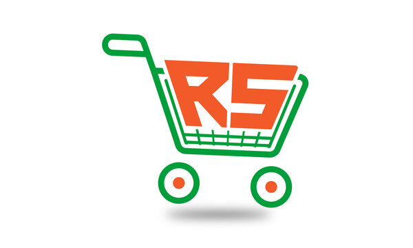 RS Three Letter Ecommerce Shop Trolley Shopping Shopify Store Ebay Unique Cart Icon Modern Font Logo Design With Editable Vector Template