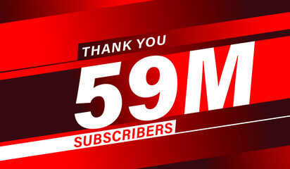 Thank you 59 million subscribers, modern banner design vectors