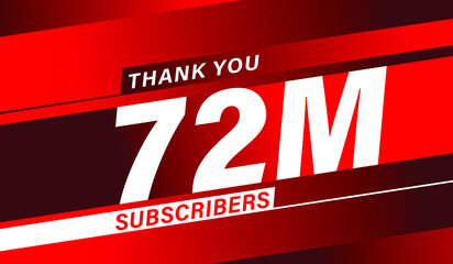 Thank you 72 million subscribers, modern banner design vectors