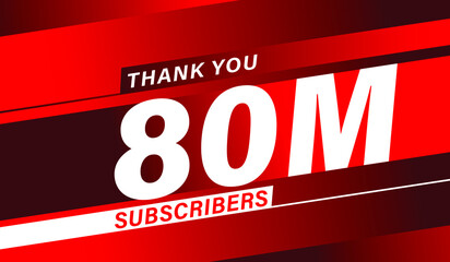 Thank you 80 million subscribers, modern banner design vectors