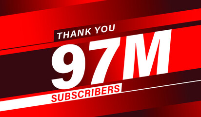 Thank you 97 million subscribers, modern banner design vectors