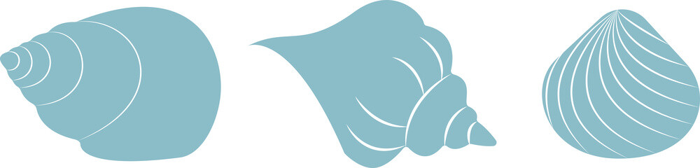 Naklejka premium Blue mollusk set. Isolated sea shells on white background.