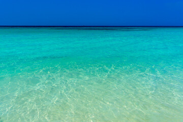 Fototapeta na wymiar Beautiful azure sea, Haad Yao beach, Koh Phangan island, Suratth