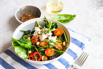 Healthy vegetable salad with feta cheese