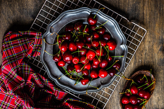 Summer organic sweet cherry berries 