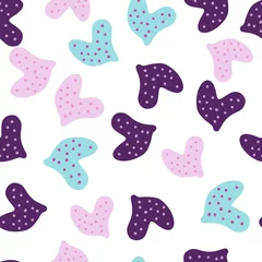 Foto auf Glas Cute hand drawn heart seamless pattern. Valentine's day card wallpaper. © smth.design