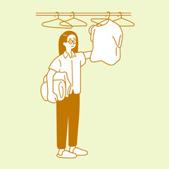 person with a cloth hanger