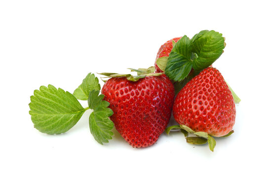 Fresh red ripe strawberry isolated on white, macro image 
