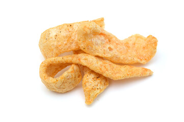 pork rinds on isolated white background