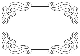 Frame with wave line curls. Monochrome stripes black and white texture.