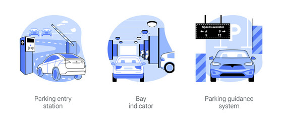 Smart parking management system isolated cartoon vector illustrations se - obrazy, fototapety, plakaty