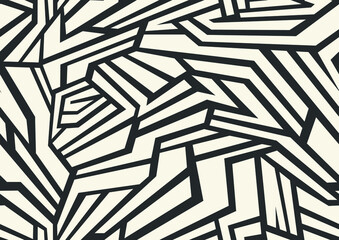 Geometric seamless pattern camo texture. Abstract modern endless chaotic ornament for fabric and fashion print. Vector background. - obrazy, fototapety, plakaty
