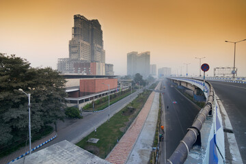 KOLKATA, WEST BENGAL , INDIA - JANUARY 26TH 2017 : Parama Island flyover, popularly known as Ma or...