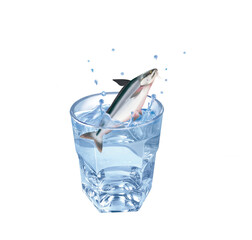 panga, poisson, évasion, eau, en verre, boire, clapoter, glace, isolé, liquide, abattre, blanc, froid, bleu, éclaboussure, bouillonner, transparent, clair, cool, frais, humide, propre, rafraîchissemen