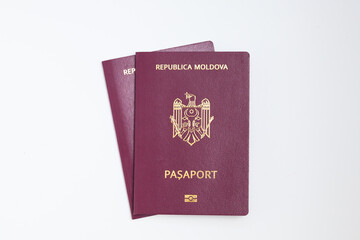 Moldovan passport on a white background