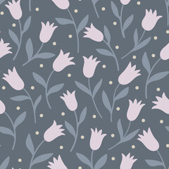 Seamless pattern made with abstract simple flowers. Botanical shapes, naive vibes. Perfect as wallpaper, paper, textile print.