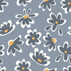 Seamless pattern made with abstract simple flowers.Seamless pattern made with abstract simple flowers. Botanical shapes, naive vibes. Perfect as wallpaper, paper, textile print.