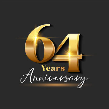 64 years Anniversary Gold Logotype number