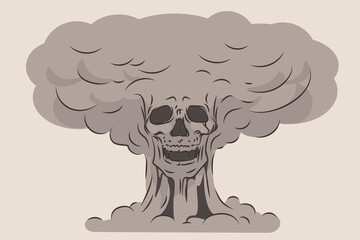 The concept of the apocalypse. Explosion with a skull
