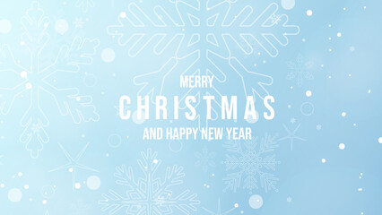 Fototapeta na wymiar Merry Christmas with snowflakes , on blue background with bokeh , Flat Modern design, illustration Vector EPS 10