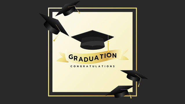 Graduation frame with Graduation cap , congratulations  on black color background, Vector illustration EPS 10