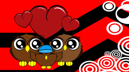 happy owl family cartoon background illustration in vector format