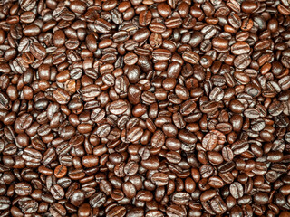 Coffee beans. Roasted coffee beans, can be used as a background. Coffee background close up.