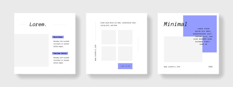 Minimal Business Social Media, Clean And Editable Layouts For Instagram And Facebook, Square Templates For Company, Corporate Graphic With Place For Photos