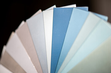 Aluminum profile section with color samples. Powder coating services