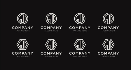 Set of letter J monogram logo design bundle. The logo can be used for any company business