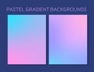 Set of gradient backgrounds in pastel colors with soft transitions. For covers, wallpapers, branding, social media, overlays and other projects. For web and print.