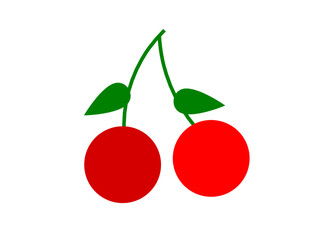 Cherry fruit vector icon. Red cherries isolated on white background.