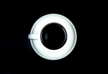Image of White cup of coffee on black background printed on Printed Glass Splashbacks