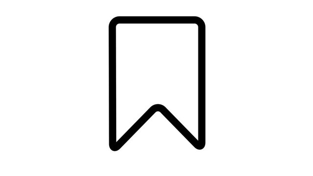 Bookmark icon animation, outline isolated on white background