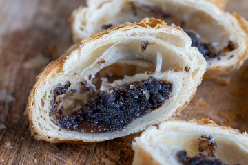 puff pastry bun made of wheat dough and poppy seed filling