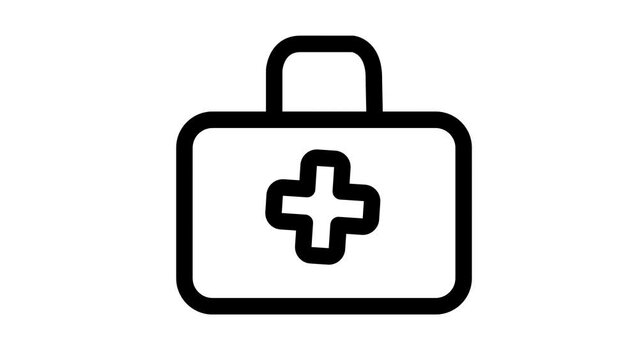 First aid kit icon animation, outline isolated on white background